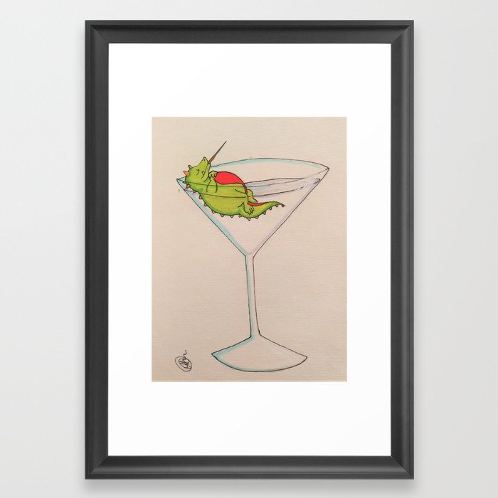 Martini Dragon Framed Art Print