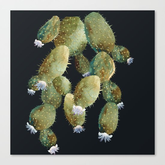 Invert Cactu at Night Canvas Print
