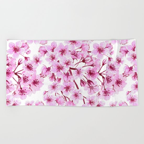 Cherry blossom pattern Beach Towel