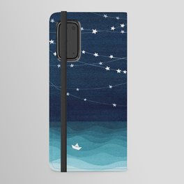 Garlands of stars, watercolor teal ocean Android Wallet Case