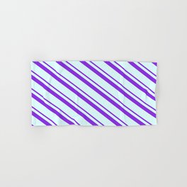 [ Thumbnail: Purple & Light Cyan Colored Lines/Stripes Pattern Hand & Bath Towel ]