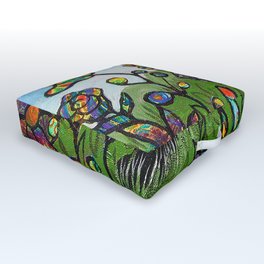 Wild Inspiration Outdoor Floor Cushion | Wildflowers, Painting, Blackbear, Watercolor, Acrylic, Abstract, Street Art, Floral, Color, Wildlife 