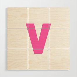 letter V (Pink & White) Wood Wall Art