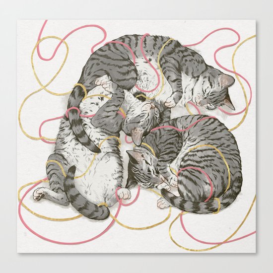 cats gold and rose Canvas Print