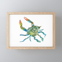 Watercolor Atlantic Blue Crab Framed Mini Art Print