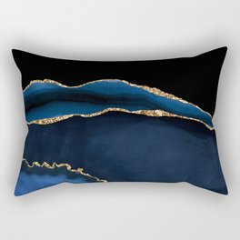 Navy & Gold Agate Texture 05 Rectangular Pillow