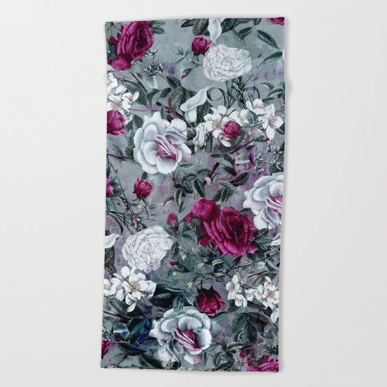 Botanical Flowers Beach Towel
