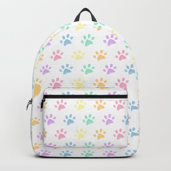 Rainbow Pastel Paw Prints Backpack