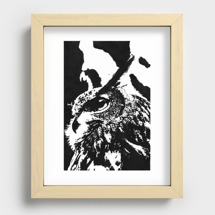 Eurasian Eagle Owl Painting Recessed Framed Print