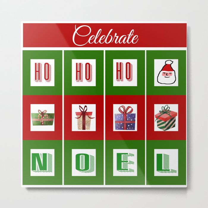 Celebrate the Noel - Merry Christmas with Santa and Presents Metal Print