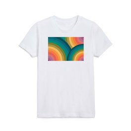 Overlapping Retro Rainbows Cool to Warm Colors Kids T Shirt