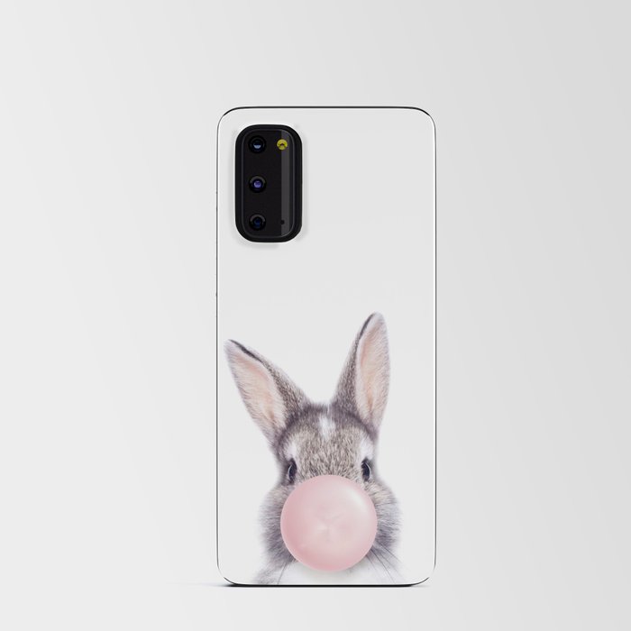 Bunny Rabbit Blowing Bubble Gum, Pink Nursery, Baby Animals Art Print by Synplus Android Card Case