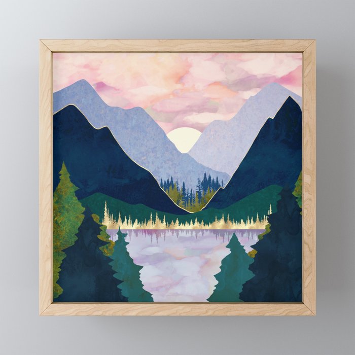 Winter Mountain Lake Framed Mini Art Print