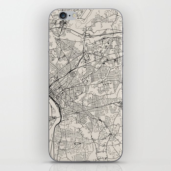 Springfield, Massachusetts - City Map - USA - Black and White Aesthetic iPhone Skin