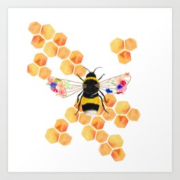 Floral HoneyComb Art Print