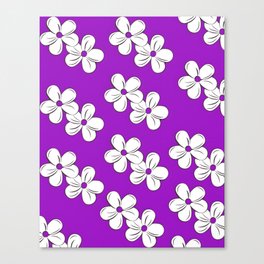 Flower Pattern On Purple Background Canvas Print