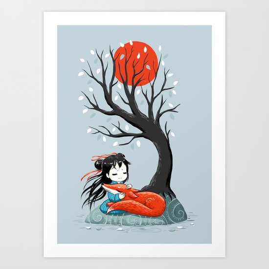 Girl and a Fox 2 Art Print