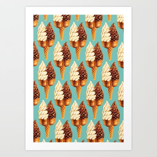 Ice Cream Pattern - Teal Art Print