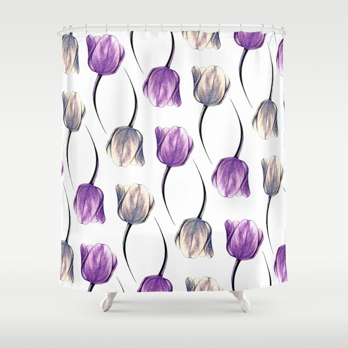 Metallic Violet Tulips Shower Curtain, Tulip Shower Curtain