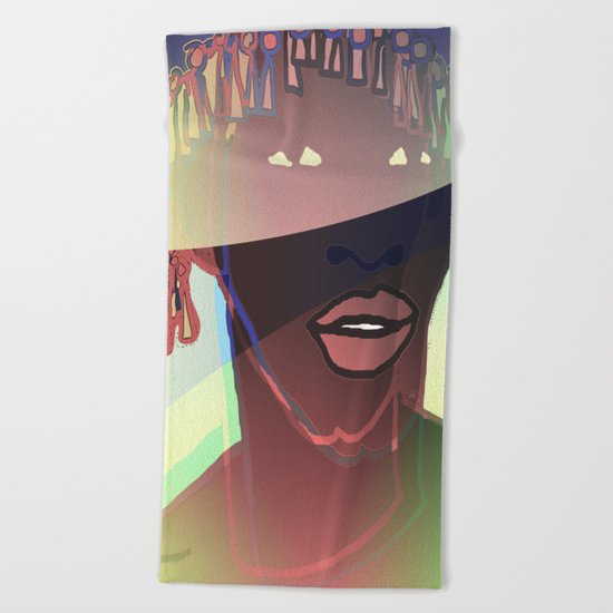Ebony Coral Headdress Colors Beach Towel
