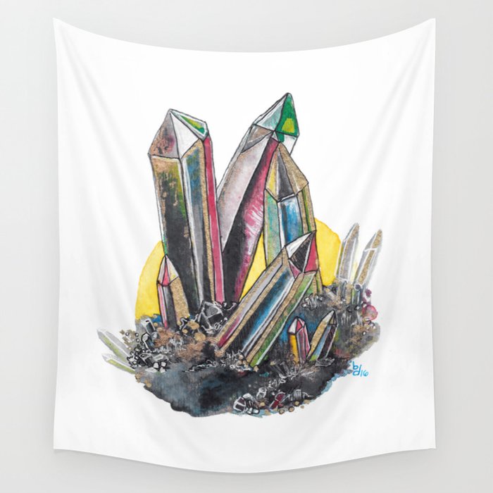 Rainbow Metallic Crystals Wall Tapestry