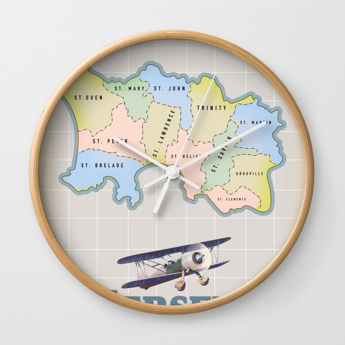 Jersey Vintage map Wall Clock