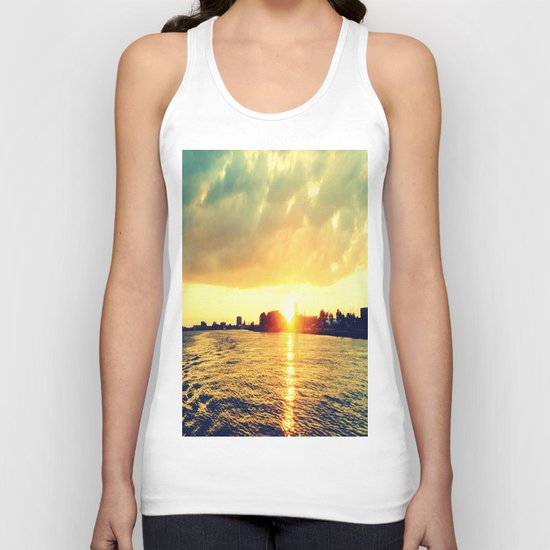 Sunset watEr :Houses Off the River Unisex Tank Top