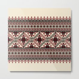 Ivory Folk Pattern Metal Print | Pattern, Geometric, Ukrainian, Eastern, Folk, Ivory, Cream, Traditional, Ethnic, Winter 