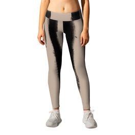 Medium Brush Strokes Vertical Black on Nude Leggings