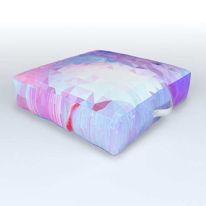 Abstract Candy Glitch - Pink, Blue and Ultra violet #abstractart #glitch Outdoor Floor Cushion