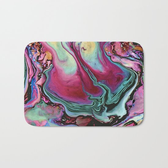 Colorful abstract marbling Bath Mat