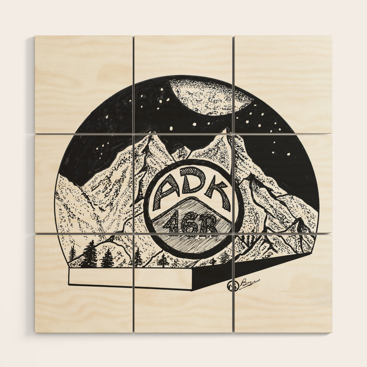 Adk 46er Adirondack Mountains Night Sky Mountains Original Artwork Wood Wall Art By Darkmountainarts Society6