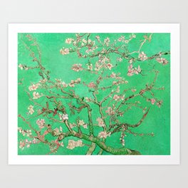 Almond Blossoms Green Art Print