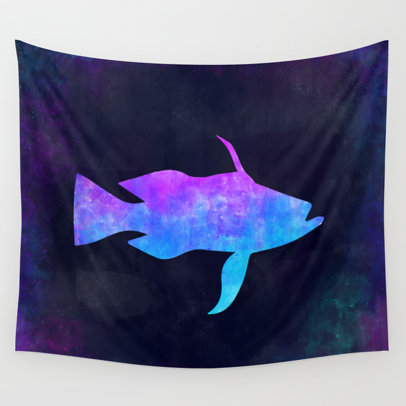 Bass Fish In Space Animal Graphic Art Watercolor Canvas