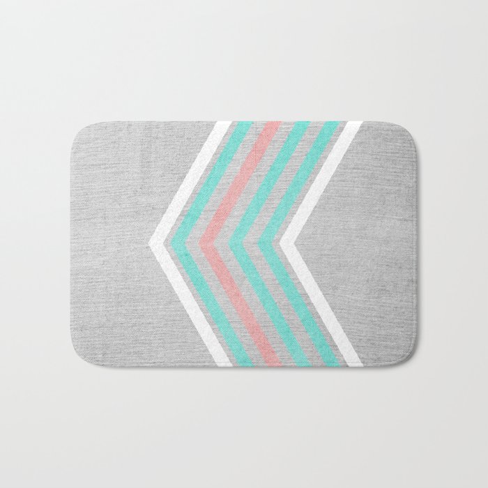 Teal Pink And White Chevron On Silver Grey Wood Bath Mat By Teal Pink And White Chevron On Silver Grey Wood Bath Mat