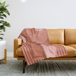 Lines in Terracotta and Blush Throw Blanket