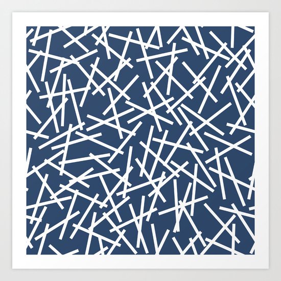 Kerplunk Navy and White Art Print