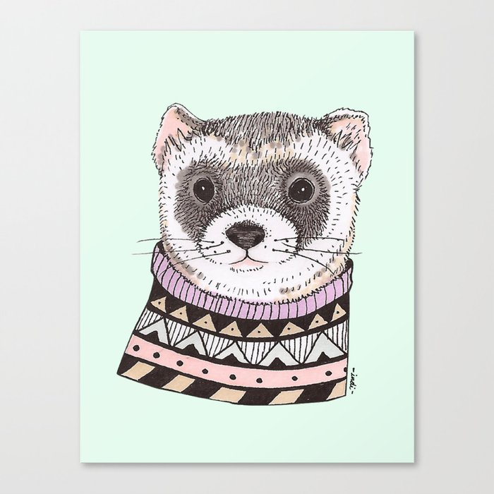 Painting of a Cute Ferret Looking Directly at You Leggings for