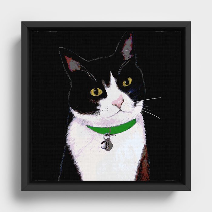 Tuxedo Cat Framed Canvas