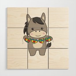 Autism Awareness Month Puzzle Heart Donkey Wood Wall Art