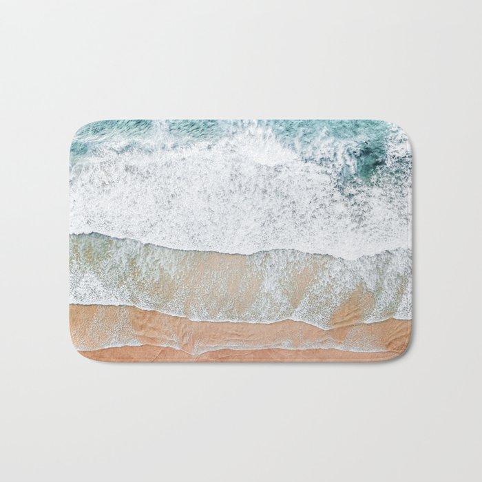 Aerial Beach Print, Ocean Beach Photography, Aerial Photography, Blue Ocean Print, Sea Beach Print Bath Mat