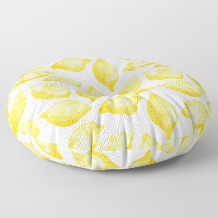 Lemons Watercolor Floor Pillow