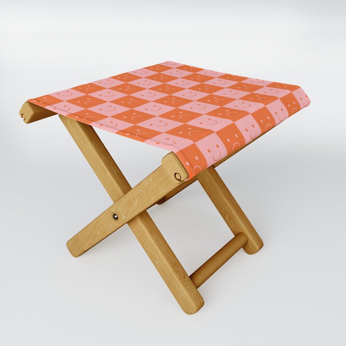 Plaid of Emotions pattern orange Folding Stool