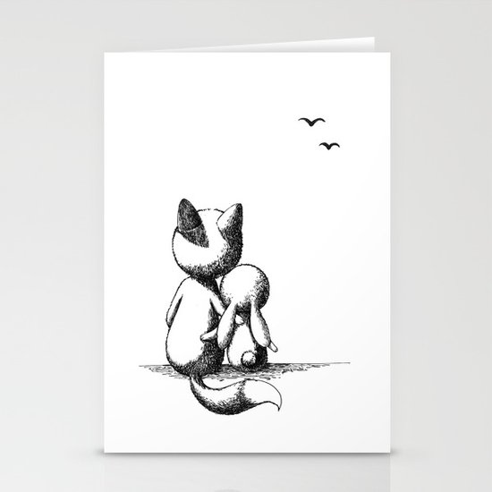 Fox and a rabbit Stationery Cards