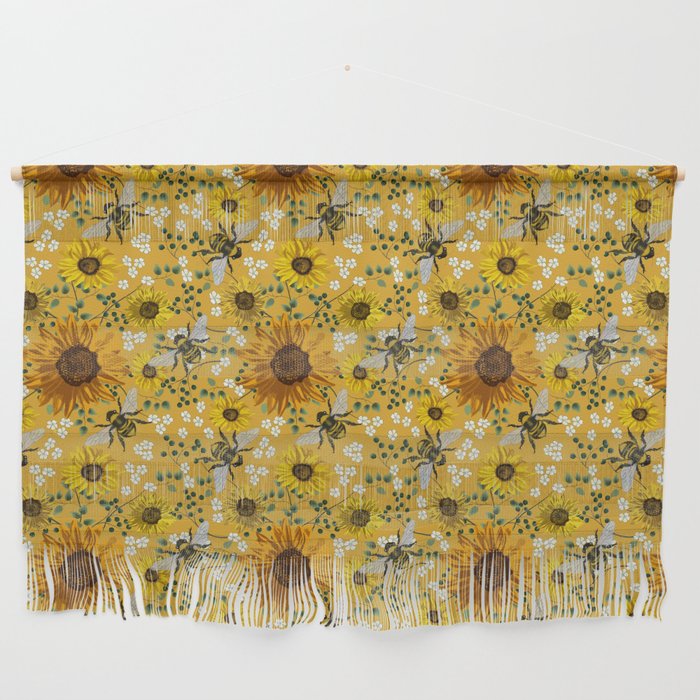 Bees in Sunflowers Wall Hanging