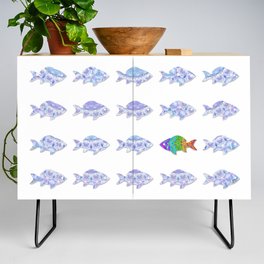 Rainbow Tropical Fish Art - Just Be Yourself Credenza