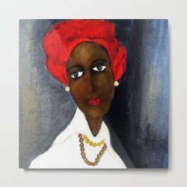 Rare African American Portrait of Aicha Goblet in a Red Hat by Amedeo Modigliani Metal Print