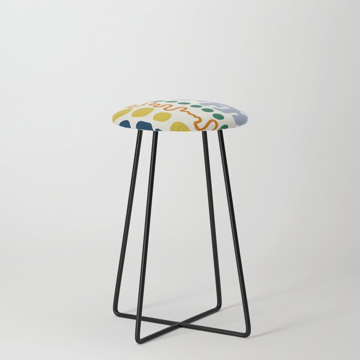 Abstract vintage colorful pattern collection 3 Counter Stool