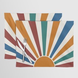 Multicolor retro Sun design 10 Placemat