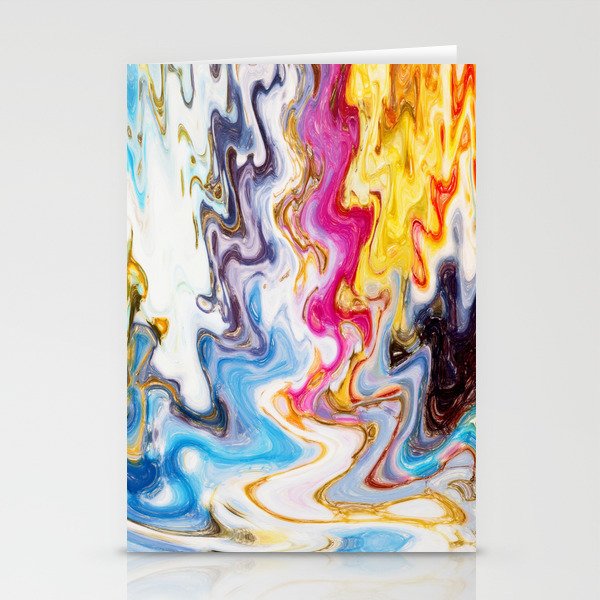 Colorful Fluid Acrylic Paint Pour Stationery Cards